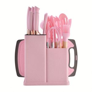 Custom Kitchen Cooking Utensils Set 19-Piece Silicone Kitchen Utensil Set With Wooden Handle and Cuttings <b>Board</b> Storage Bucket - Product Image 1
