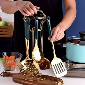 Kitchen <b>Tools</b> Ceramic Handle 7pcs Stainless Steel Kitchen Cooking Utensils Set Kitchenware Set - Product Image 2