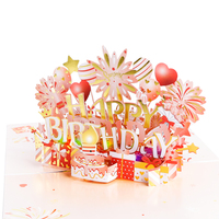 Carte pop-up 3D d'anniversaire personnalisée en anglais, éclairage coloré, couleur personnalisée, vernis brillant, impression offset, papier 250 g/m², soufflable