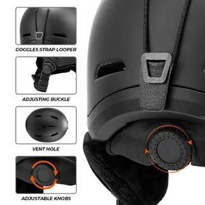 Julong-casco de esquí moldeado integralmente para hombre y <span class=keywords><strong>mujer</strong></span>, protector de cabeza de esquí y patinaje, para mantener el calor, para invierno - Product Image 2