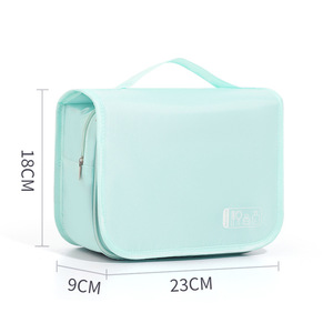 Sac de rangement pour articles de toilette de style coréen avec crochet, organiseur de maquillage de voyage, rectangulaire, beige, bleu coréen, bleu marine - Product Image 5
