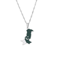 Collier en acier inoxydable avec pendentif drapeau du Pakistan couleur acier, série Carte Nationale, cadeau souvenir tendance