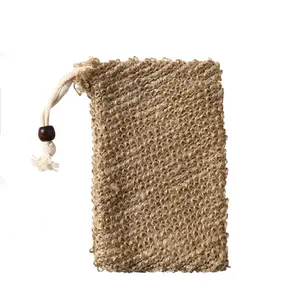 9*14 cm Organic Mesh Sisal Soap Foam Bag Jute Soap Net Bag natural fiber hemp soap bag