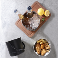 Seau à glace portable en acier inoxydable à double paroi doré de 1,6 L avec poignée, pour bière et vin, antirouille, facile à nettoyer, avec passoire, pour bar et fêtes