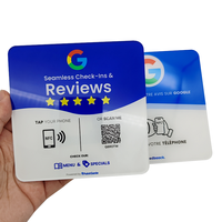 Carte de visite personnalisée NFC QR 13.56Mhz acrylique google Review Cards support de médias sociaux étanche 12*12cm carte d'affichage