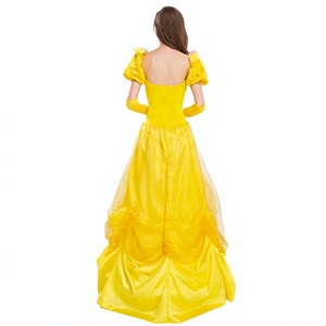 Disfraz <span class=keywords><strong>de</strong></span> Princesa Bella Amarillo para TV, con Mangas Abullonadas y Decoración Floral, Falda <span class=keywords><strong>de</strong></span> Poliéster para Mujer con Temática Navideña y <span class=keywords><strong>de</strong></span> Cuentos <span class=keywords><strong>de</strong></span> Hadas - Product Image 3