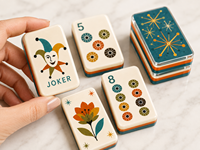 Jeu de Mahjong Américain de Luxe Mid-Century Modern, 160 Tuiles en Acrylique, Portable, Design Rétro Atomique, Divertissement