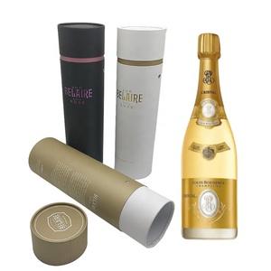 <strong>Custom</strong> Paper Round Cylinder Tube <strong>champagne</strong> <strong>Bottle</strong> Packaging Wine Gift Box with Window - Product Image 5