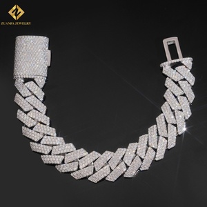 Hiphop Chain Link Jewelry VVS Moissanite <b>Statement</b> <b>Necklace</b> 925 Silver Rhodium Plated Baguette Cut Miami Cuban Link Chain - Product Image 4