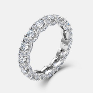 Anello <span class=keywords><strong>Eternity</strong></span> Halo in Argento Sterling S925 Placcato Rodio Senza Nichel con Moissanite, Fede Nuziale Impilabile con Pavé Completo per Lei - Product Image 6