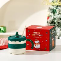 Tasse à café en céramique de Noël avec paille 380ml