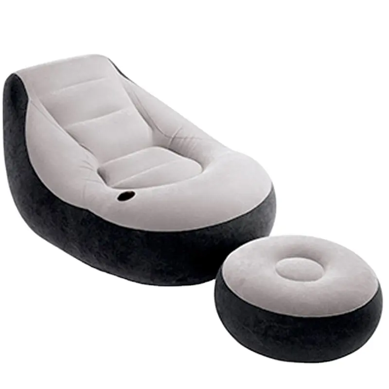 heavy duty inflatable chair and ottoman durable comfort flocking blow up reclining lazy sofa set