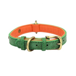 2025 Hot Selling Lychee Pattern Microfiber <b>Brushed</b> Bronze Plated Stainless Steel <b>Pet</b> Collar - Product Image 5