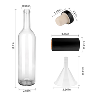 Bouteilles de vin vides pour le brassage domestique Bouteilles en verre transparent de 750ml avec couvercles en liège et capsules rétractables en PVC