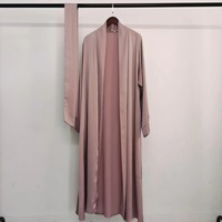 Vêtements islamiques en gros, Abaya pour femmes, robe musulmane, couleur unie, satin d'acétate, Abaya ouverte, Dubaï, Eid, cardigan modeste, Abaya pour femmes