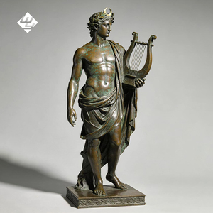 Sculpture personnalisée classique en bronze du dieu Apollon tenant une lyre, grande statue d'art en métal pour la décoration de la maison et du jardin - Product Image 1