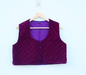 Premium Eco-Friendly <b>Quilted</b> Velvet Knitted Floral Cotton Casual Sleeveless Jacket Women <b>Single</b> Button Elegant Winter Layering - Product Image 1