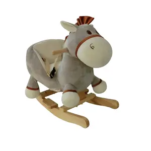 Plush riding on donkey wooden rocking baby chair