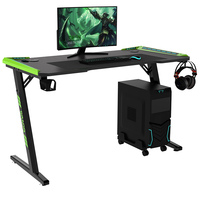 Bureau de jeu AOR ESPORTS avec structure métallique moderne, surface en bois, éclairage RGB, design ergonomique et texture en fibre de carbone