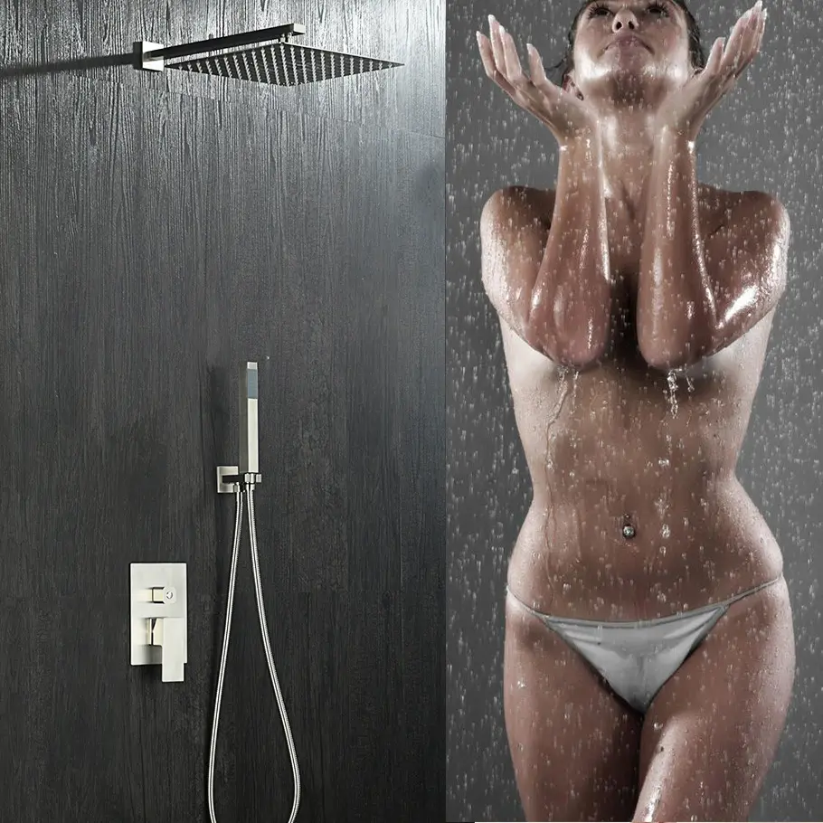 Stainless Steel Rainfall Concealed Shower Set with 5 Functions Complete with Faucet