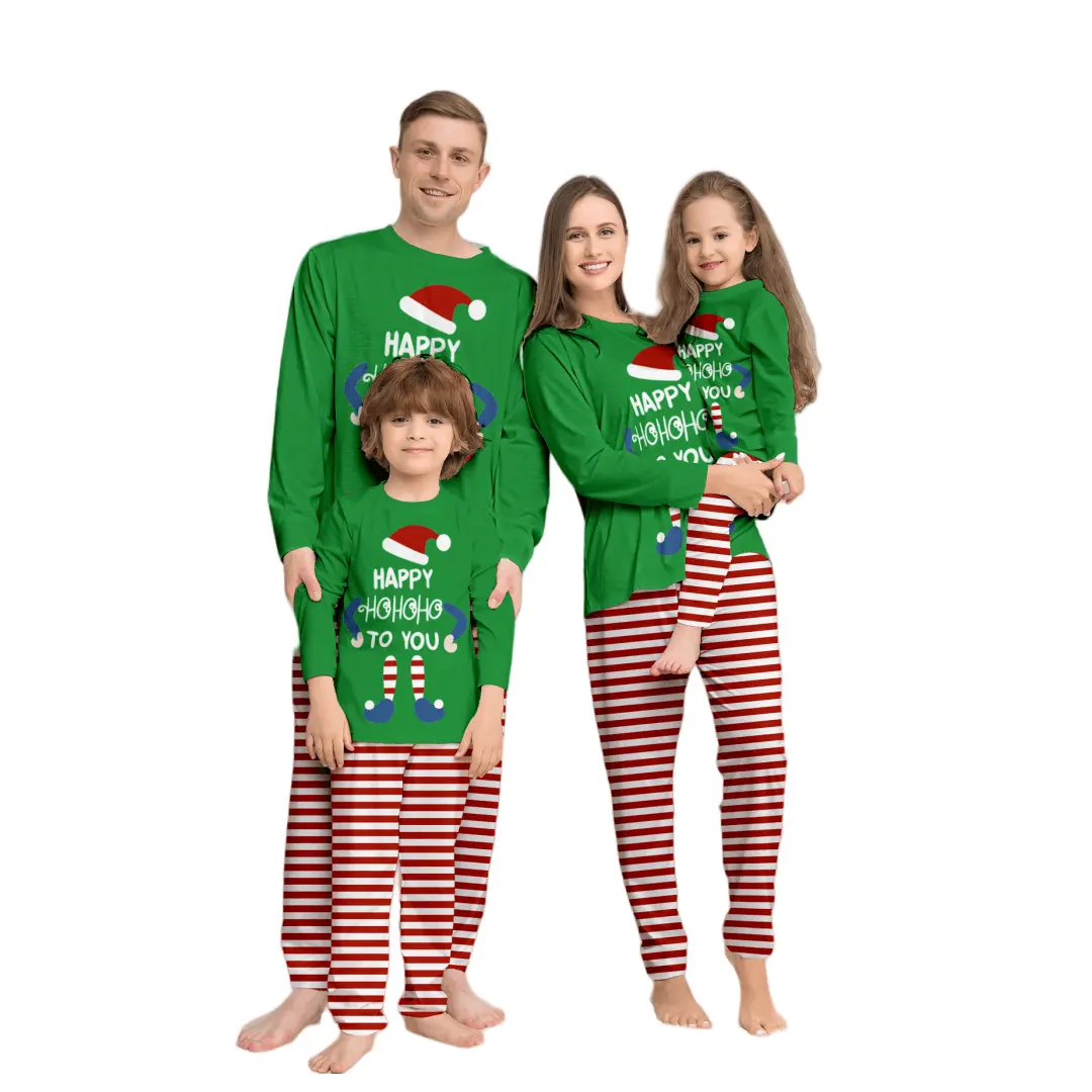 Kacvegood Price Of Good Quality Spring And Autumn Cute Card Printed Pure Cotton Matching Family Pajamas Sets Christmas