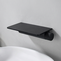 Robinet de lavabo cascade gris anthracite Weihao avec étagère, mitigeur eau chaude/froide, commande à bouton unique, fixation murale encastrée pour salle de bain