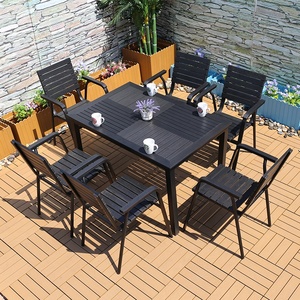 <b>Outdoor</b> Picnic <b>Table</b> Set Wood Restaurant <b>Tables</b> and Chairs Coffee <b>Table</b> and Set for Restaurant and Resort Hotel OTF-64 Supports - Product Image 2