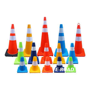 Cône de sécurité routière en PVC, caoutchouc plastique de couleur rouge vert bleu 18 pouces 28 pouces 36 pouces - Product Image 4