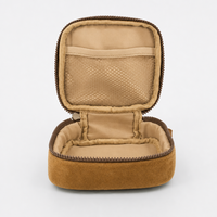 Étui à bijoux en daim doux avec fermeture éclair, logo personnalisé, pochette de voyage portable, petite trousse de toilette avec poche en filet pour ranger les boucles d'oreilles et les bagues