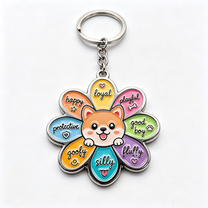 Llavero <span class=keywords><strong>de</strong></span> Metal Personalizado <span class=keywords><strong>de</strong></span> Alta Calidad con Diseño <span class=keywords><strong>de</strong></span> Gato, Perro y Flor, Bañado en Níquel, Esmalte Suave, para Llaves <span class=keywords><strong>de</strong></span> Coche - Product Image 1