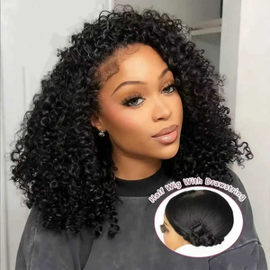 Parrucche capelli umani brasiliani vergini all'ingrosso a buon mercato a basso costo Bob ad alta densità Afro crespo capelli ricci del bambino <span class=keywords><strong>bionda</strong></span> frangia <span class=keywords><strong>parrucca</strong></span> piena di pizzo - Product Image 2