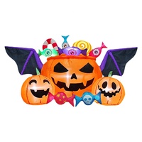 Gran oferta, lleno de infantilismo, sombrero de caramelo inflable de Halloween en murciélago de calabaza, decoraciones de Halloween, inflables al aire libre