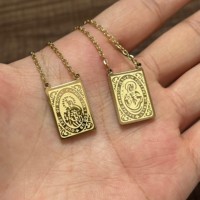 Collier rectangulaire personnalisé en acier inoxydable, chaîne pour hommes, avec pendentif, personnage gravé, étiquette en acier inoxydable, bijou masculin, souvenirs personnalisables