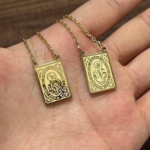 <span class=keywords><strong>Collier</strong></span> rectangulaire personnalisé en acier inoxydable, chaîne pour hommes, avec pendentif, personnage gravé, étiquette en acier inoxydable, bijou masculin, souvenirs personnalisables - Product Image 3