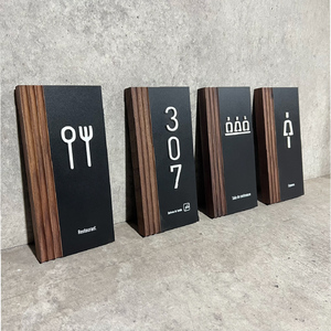 Modern <strong>Black</strong> Walnut Wood Acrylic 3D Letter <strong>House</strong> <strong>Number</strong> Sign Custom Hotel Villa Functional Area Signage - Product Image 1