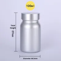 Bouteilles de capsules en verre de qualité alimentaire avec dessus en argent pour produits de santé pour la distribution de comprimés de poudre de médicaments bonbons aliments