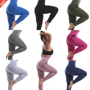 Özel bayan yüksek bel Yoga pantolon sıska egzersiz Legging yan ekleme Yoga Capri tayt