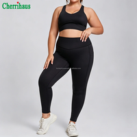Ensemble de yoga 2 pièces pour femmes grandes tailles : soutien-gorge de sport dos nageur et leggings taille haute avec poches, extensibles et respirants, tenue de sport pour la gym et l'entraînement