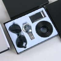 Cadeaux d'affaires personnalisés pour hommes, lot de 4 pièces, montre étanche, porte-clés, ceinture, lunettes de soleil, cadeau pour hommes