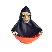 Décoration d'Halloween animatronique pour maison hantée : Crâne effrayant hurlant, porte-sucreries, bol à bonbons, fantôme, à piles, en tissu et PP