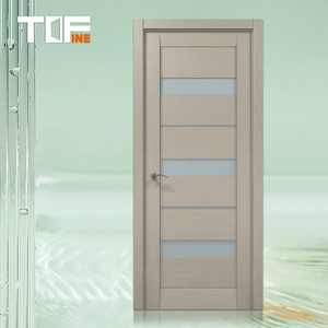 Luxe Moderne en Bois Givré Chêne Blanc Contemporain Chambre Coulissante Porte Intérieure en Bois Porte en Fer Designs avec Cadre - Product Image 6