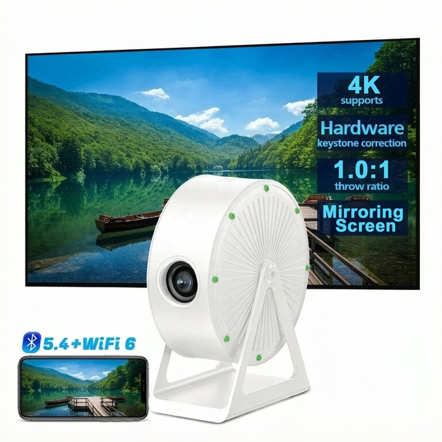 HD 720P Mini Portable Home Theater Cinema Wireless Screen Mirroring Short Throw Projector Smart Video Movie Beamer 4K Projector