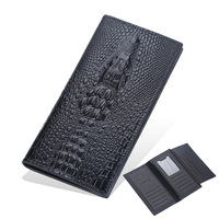 Dompet Kulit PU Pola Buaya Anti-RFID untuk Pria Vintage, Tahan Air, Multifungsi, Desain Panjang Kompak dari Bahan Polyester