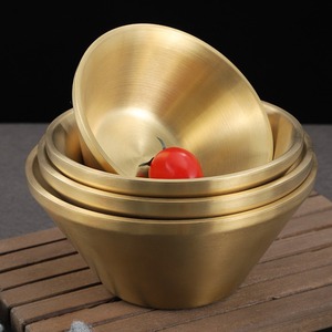 Bol conique double couche en acier inoxydable 304, bol à salade doré, bol à nouilles instantanées, bol à glace pilée, usage domestique - Product Image 1