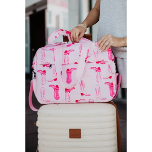 Botas occidentales de nailon de color rosa claro, bolsa de fin de semana, equipaje, bolsa de viaje de vaquera con funda para portátil - Product Image 6