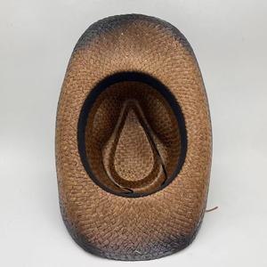 Sombrero de paja de <span class=keywords><strong>vaquero</strong></span> con estilo Retro occidental a precio de fábrica, sombrero de playa de paja a prueba de Sol de estilo Unisex de verano con banda de vaca - Product Image 6