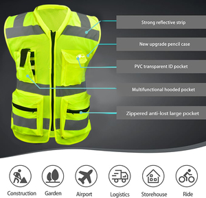 Gilet <span class=keywords><strong>de</strong></span> sécurité réfléchissant léger, haute visibilité, respirant, en maille, pour la sécurité routière - Product Image 2