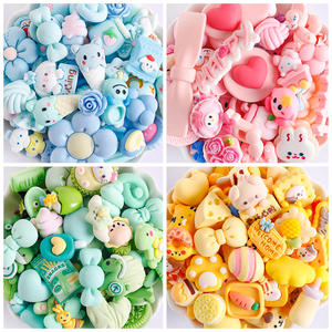 100 pièces de perles en silicone PVC faites à la main, motifs de dessins animés, résine mixte, crème, pour la décoration de coques de téléphone, pinces à cheveux et accessoires pour la fabrication de bijoux - Product Image 4