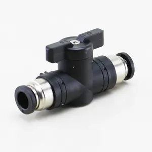 4mm/6mm/8mm/10mm/12mm Pneumatic Connector Quick Joint Adapter BUC Hand Valve Switch Tube Fittings Black Shut Off Ball Valve