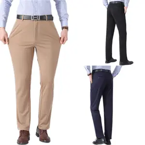 Mens Suit Pants Slim Fit Stretch Cotton Twill Trabalho Calças Grey Skinny Slacks Traje de Negócios Desgaste Formal Calças Chino